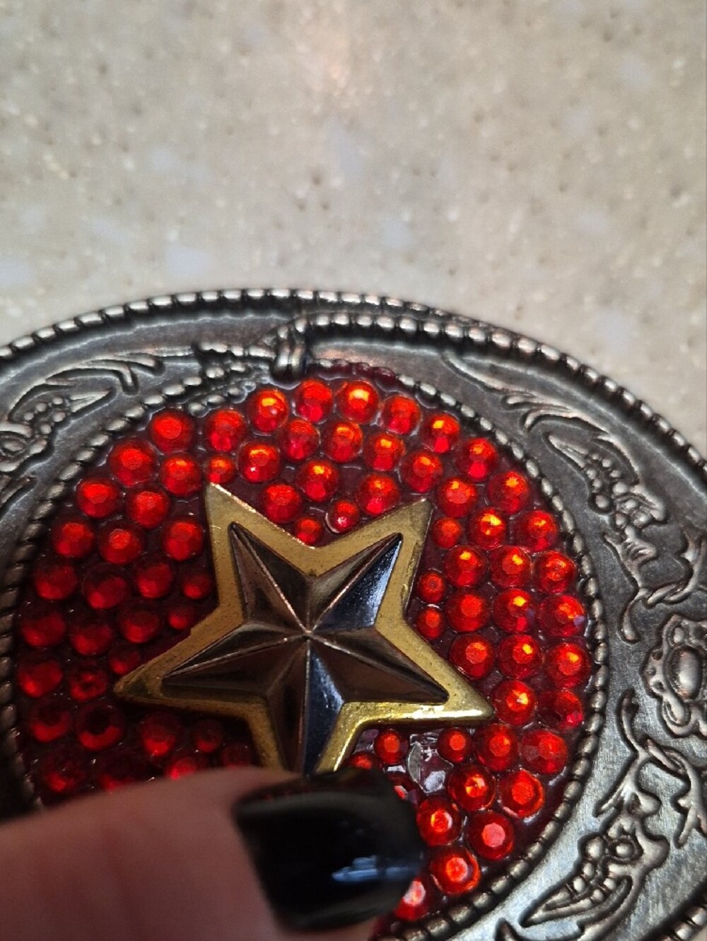 Western Star Belt Buckles - Red & Silver Rhinestone Accents Lot of 2 - Picture 3 of 5